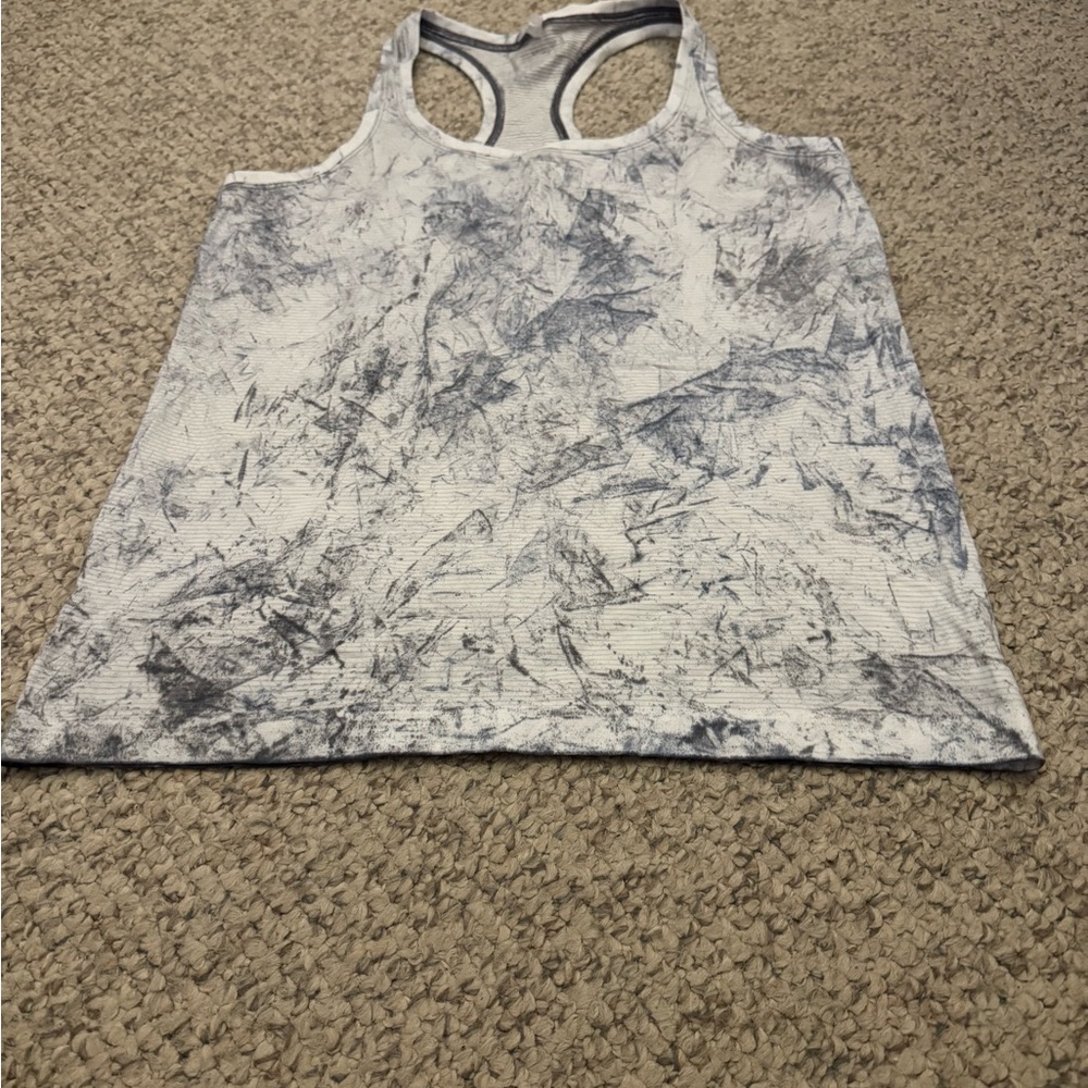 Lululemon Athletica Graphic White and Gray Tank Top